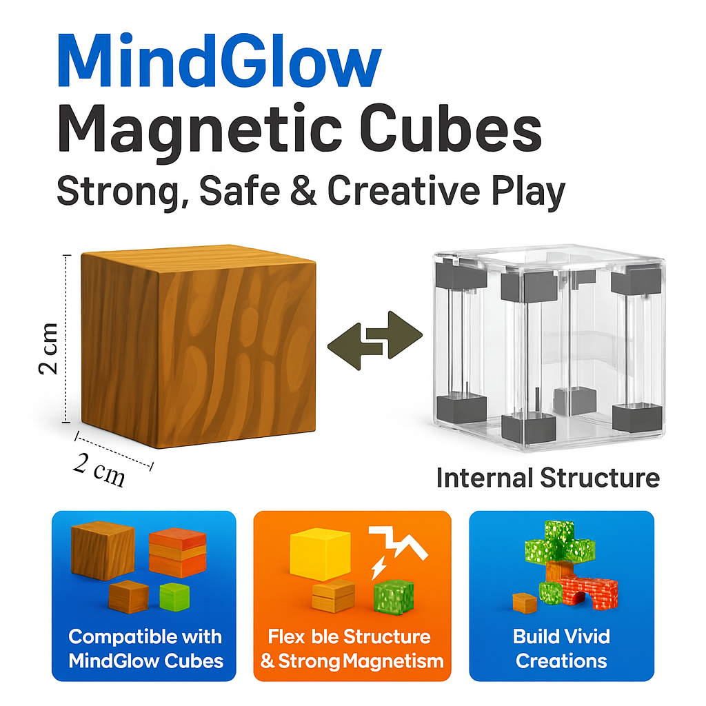 MindGlow 200pcs Magnetic Building Blocks - STEM Educational Toy for Kids (Ages 3+)