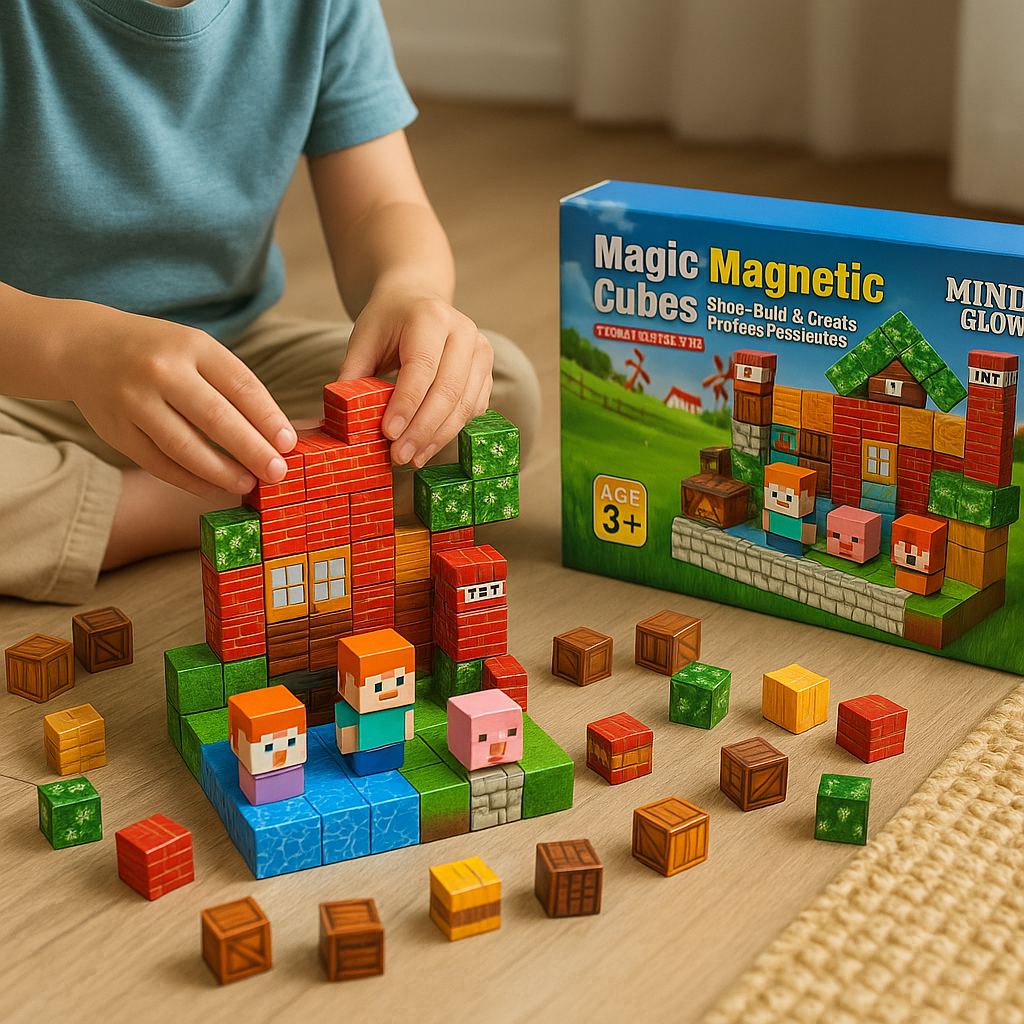 MindGlow 200pcs Magnetic Building Blocks - STEM Educational Toy for Kids (Ages 3+)