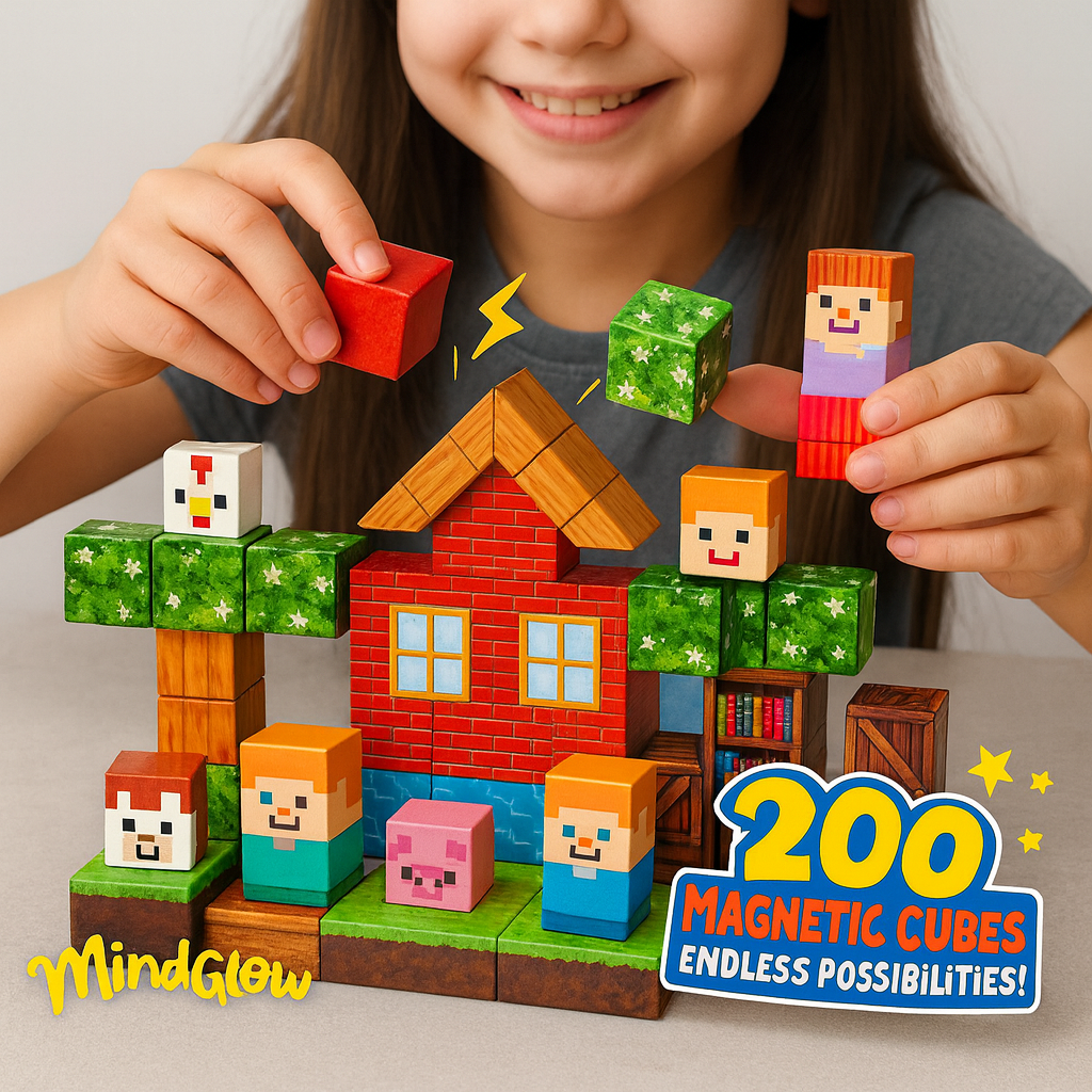 MindGlow 200pcs Magnetic Building Blocks - STEM Educational Toy for Kids (Ages 3+)